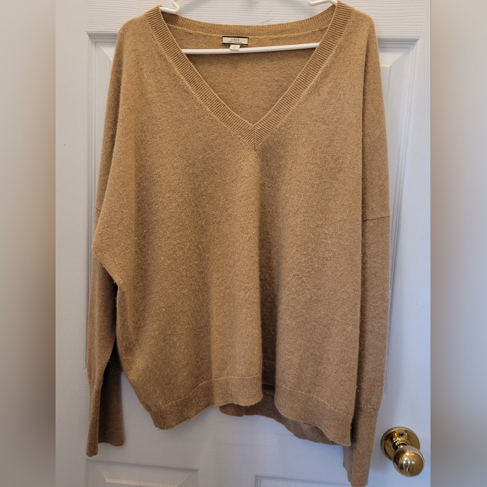 J. CREW 100% CASHMERE V-NECK BOYFRIEND SWEATER WOMEN'S SIZE XL
